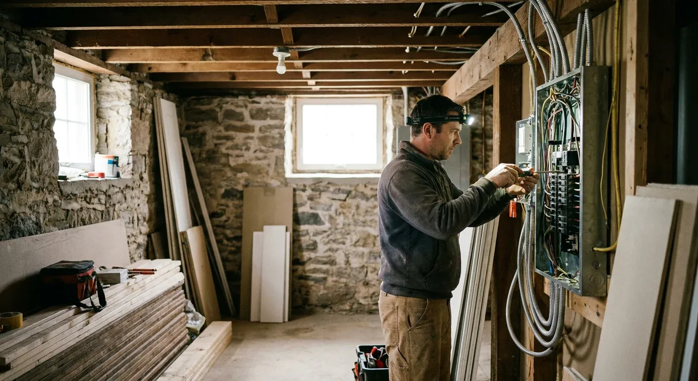 Electrician Markham repairing an electrical panel in a home
